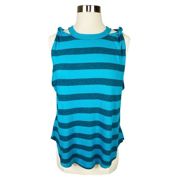 We The Free x Free People Striped Twist Knot Tank Top in Jungle Teal - Sz Small - Picture 2 of 8